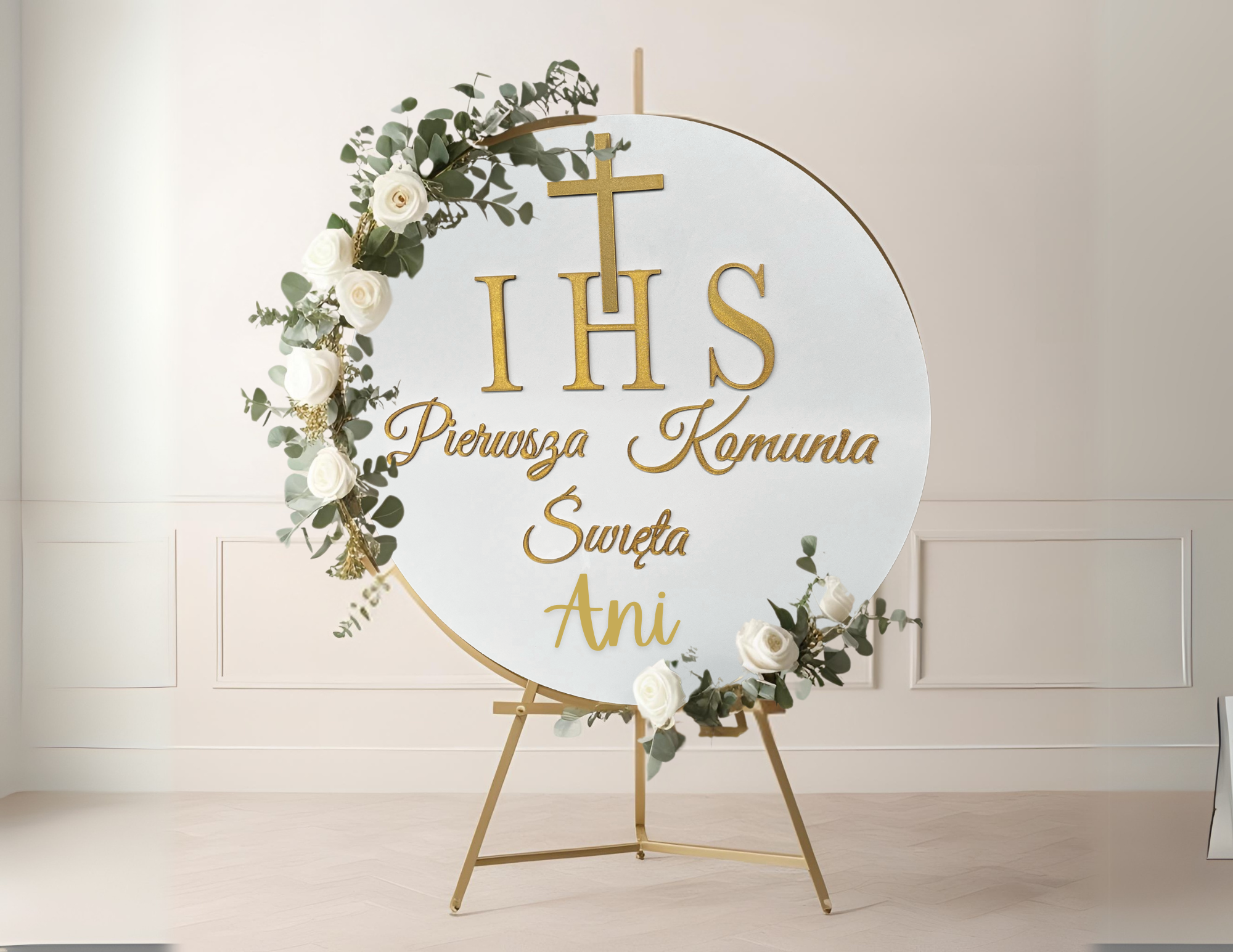 Dekoracyjna tablica Komunia Święta Personalizowana plansza powitalna imię - CraftJoy